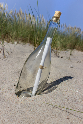 Message in a Bottle on the sandy beach