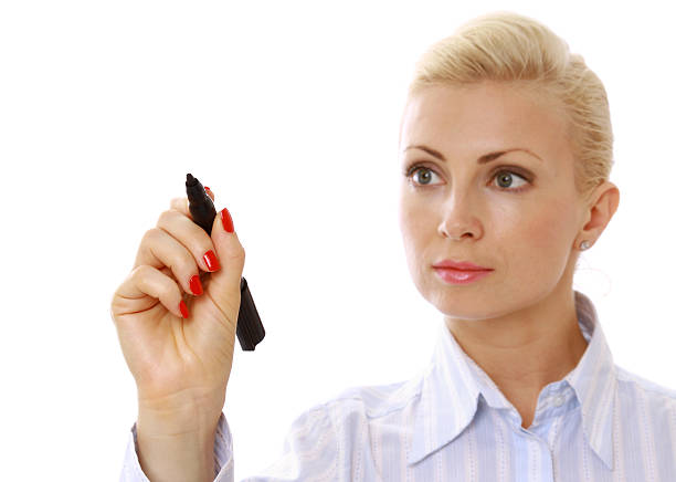 istock Business woman designing a plan on screen 484018245