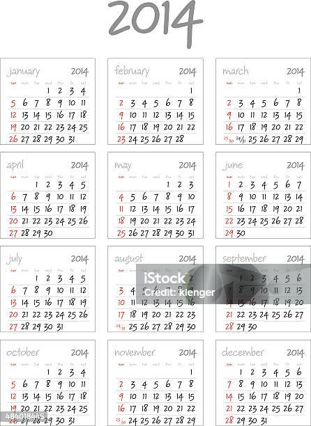 Calendário De 2014 - Arte vetorial de stock e mais imagens de 2014 - 2014, Calendário, Abril