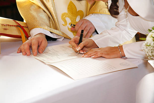istock Wedding day, Signing the marriage certificate 484019145
