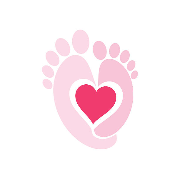 Baby Feet and Heart vector art illustration