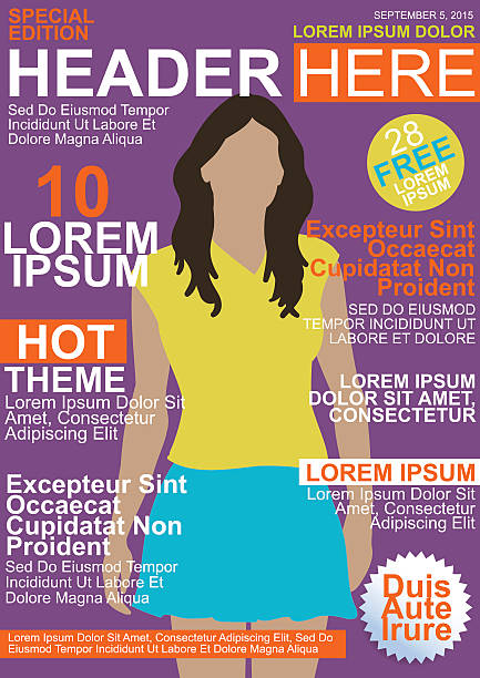 Magazine Template Cover Bright Purple Fashion Magazine Editable Cover Template duvet illustrations stock illustrations
