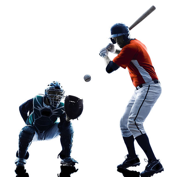 istock Men baseball players silhouette isolated 484023204