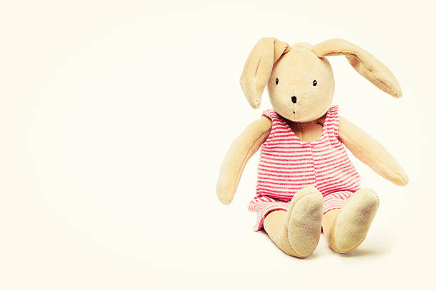Cute Stuffed Bunny Rabbit Toy Sitting Down stock photo