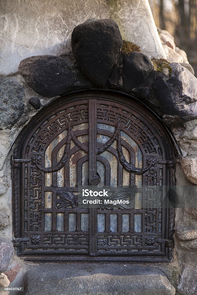 Door to the fireplace, Antique Stock Photo