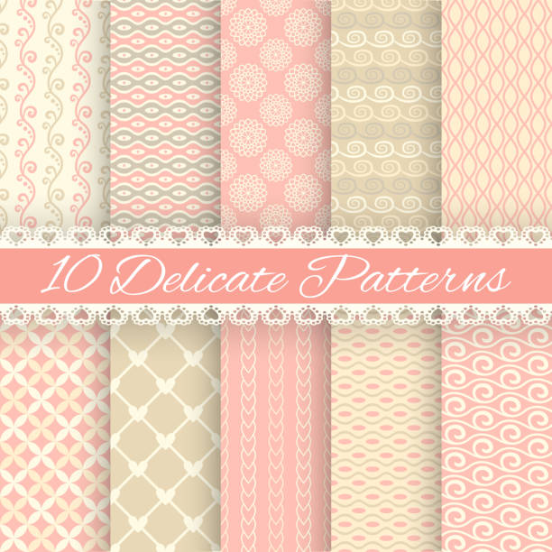 ilustraciones, imágenes clip art, dibujos animados e iconos de stock de pastel de boda de amoroso vector seamless patterns (azulejos). - femininity pattern female backgrounds