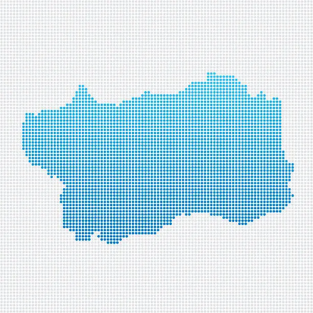 Vector illustration of Italy Regions Valle d’Aosta Map Blue Dot Pattern