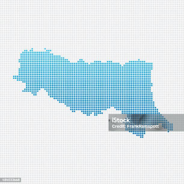 Italia Regioni Emilia Romagna Mappa Blu A Pois - Immagini vettoriali stock e altre immagini di Emilia-Romagna - Emilia-Romagna, Carta geografica, 2015