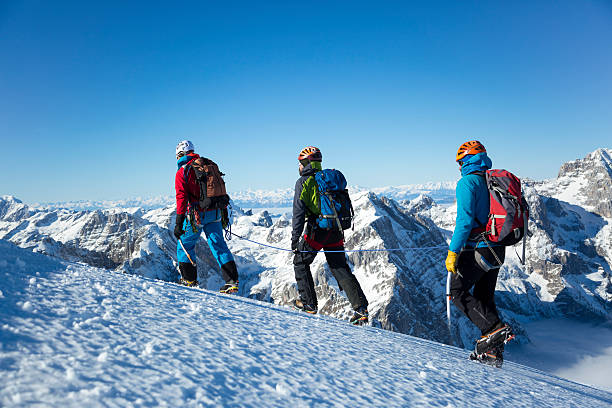 istock Men hiking on snow covered landscape 484033740