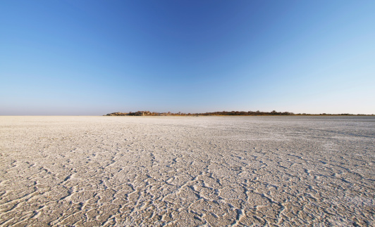 Salt lake around Kubu island in winter, Botswana