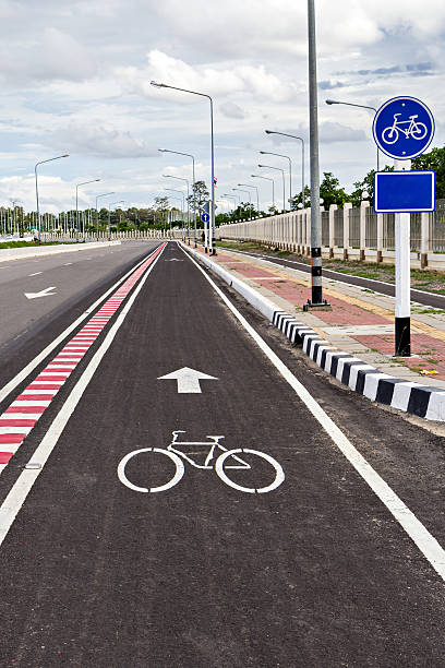 istock Bicycle lane sign on the road focus on symbol 484034266