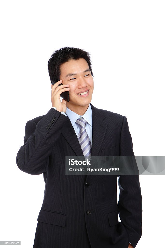 Hombre de negocios joven feliz hablando de teléfono móvil - Foto de stock de Adulto libre de derechos