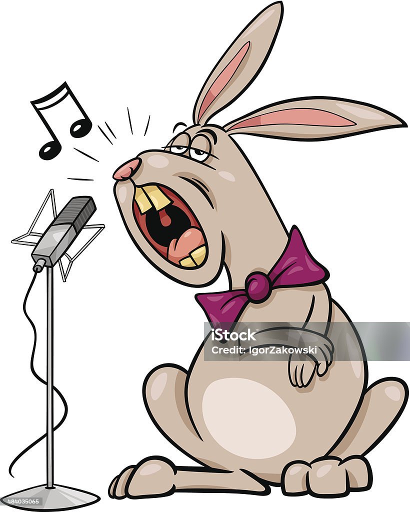 Singer Is A Rabbit Singing Rabbit Cartoon Illustration Stock Illustration - Download Image ...