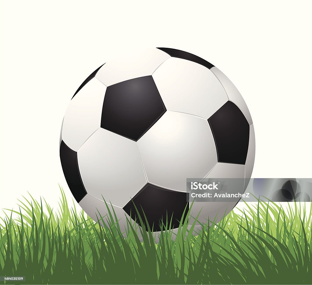 Ballon de football sur l'herbe verte illustration vectorielle - clipart vectoriel de Aire de jeux libre de droits