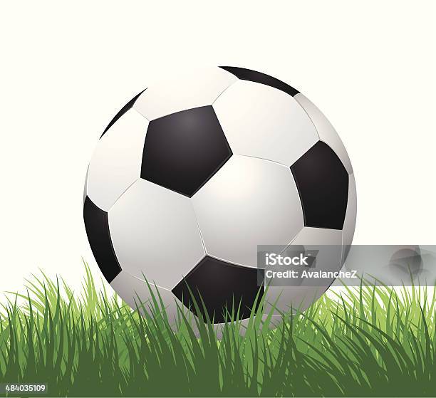 Ballon De Football Sur Lherbe Verte Illustration Vectorielle Vecteurs libres de droits et plus d'images vectorielles de Aire de jeux