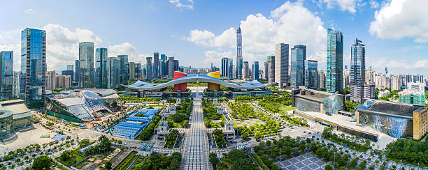 fotografía aérea de china, shenzhen rascacielos - shenzhen fotografías e imágenes de stock
