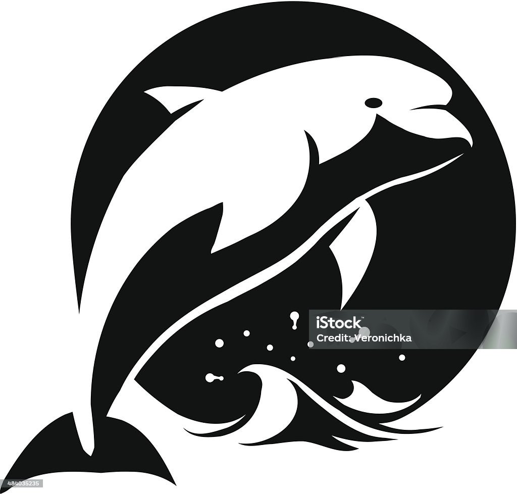 dolphin black and white vector illustration of a dolphin above water Anatomy stock vector