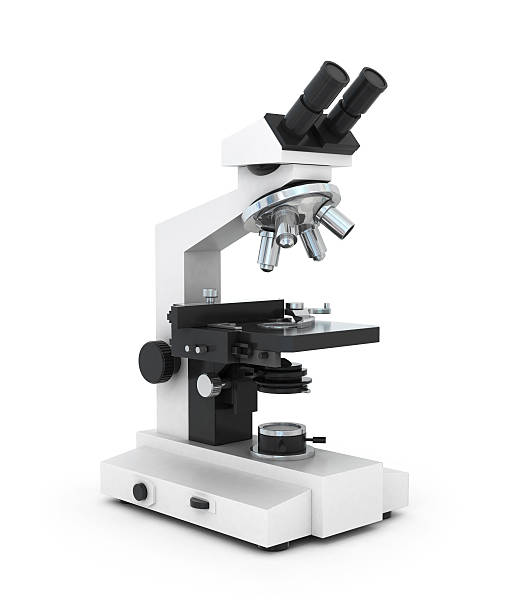 顕微鏡絶縁アゲインスト白背景 - 顕微鏡 写真 ストックフォトと画像