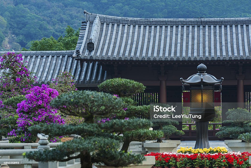Chinese temple Chi Lin Nunnery in Hong Kong. The traditional architecture in the Tang Dynasty Style. Nan Lian Garden Stock Photo