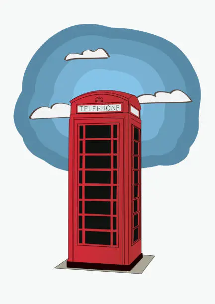 Vector illustration of Red telephone box - London UK