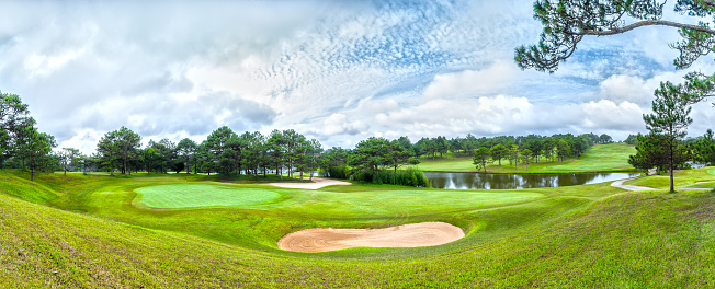 Panorama Golf Dalat covered hills beautiful island. Tourists often come to this place and golf resort