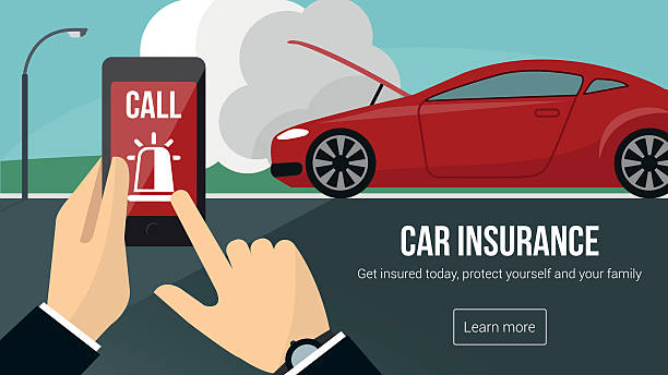 ubezpieczenie samochodu i bezpieczeństwa baner - car insurance protection human hand stock illustrations