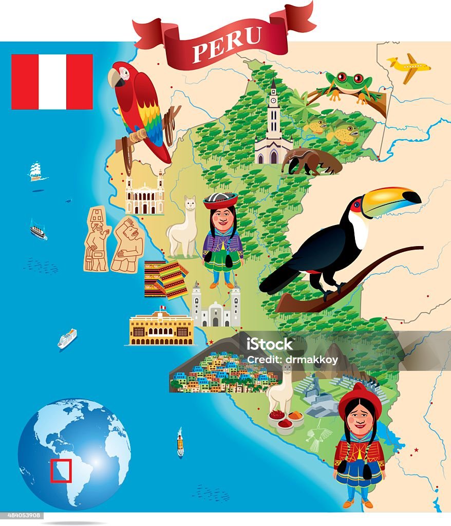 Ilustración de Dibujo Mapa De Perú y más Vectores Libres de Derechos de Perú  - Perú, Mapa, Bandera peruana - iStock