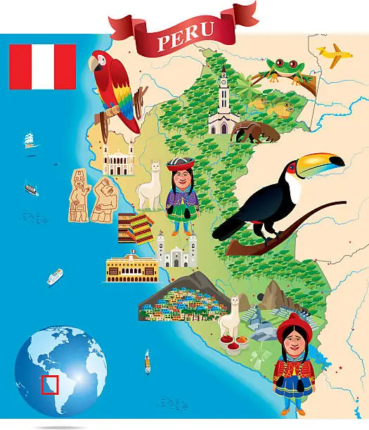 Vector illustration of Cartoon Map of PERU