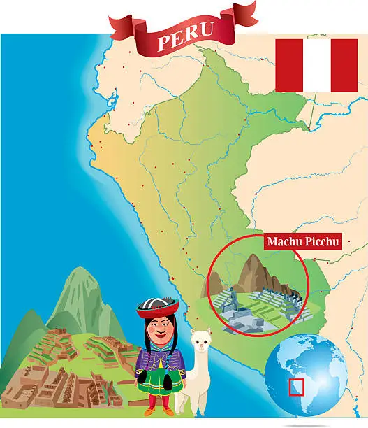 Vector illustration of Cartoon Map of PERU