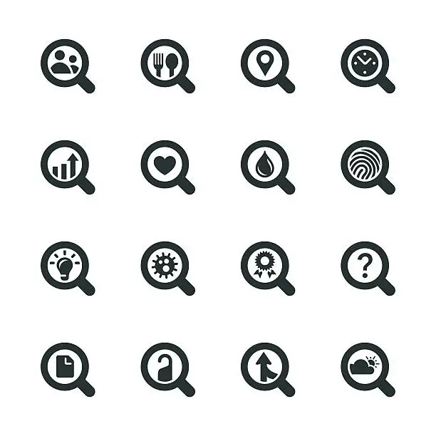 Vector illustration of Search Engine Silhouette Icons | Set 2