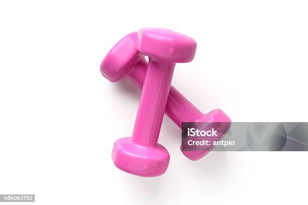 Dumbbells Stock Photo - Download Image Now - Dumbbell, Cut Out, Pink Color