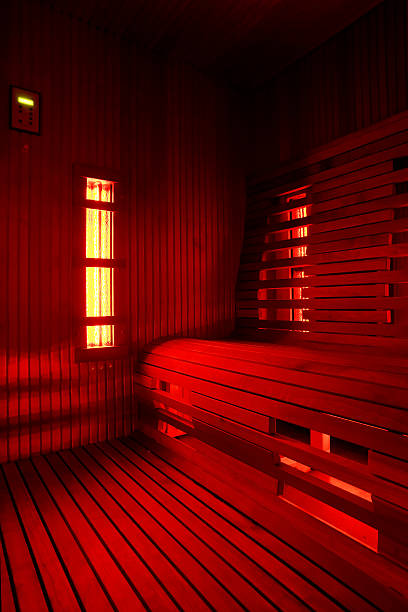 Infrared sauna cabin Infrared sauna cabin (infra)red light sauna stock pictures, royalty-free photos & images