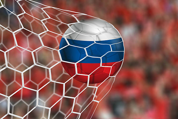 istock Russian ball flies into the net game 484064221