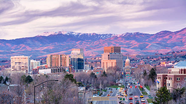 istock Cityscape with hills and cars 484064837