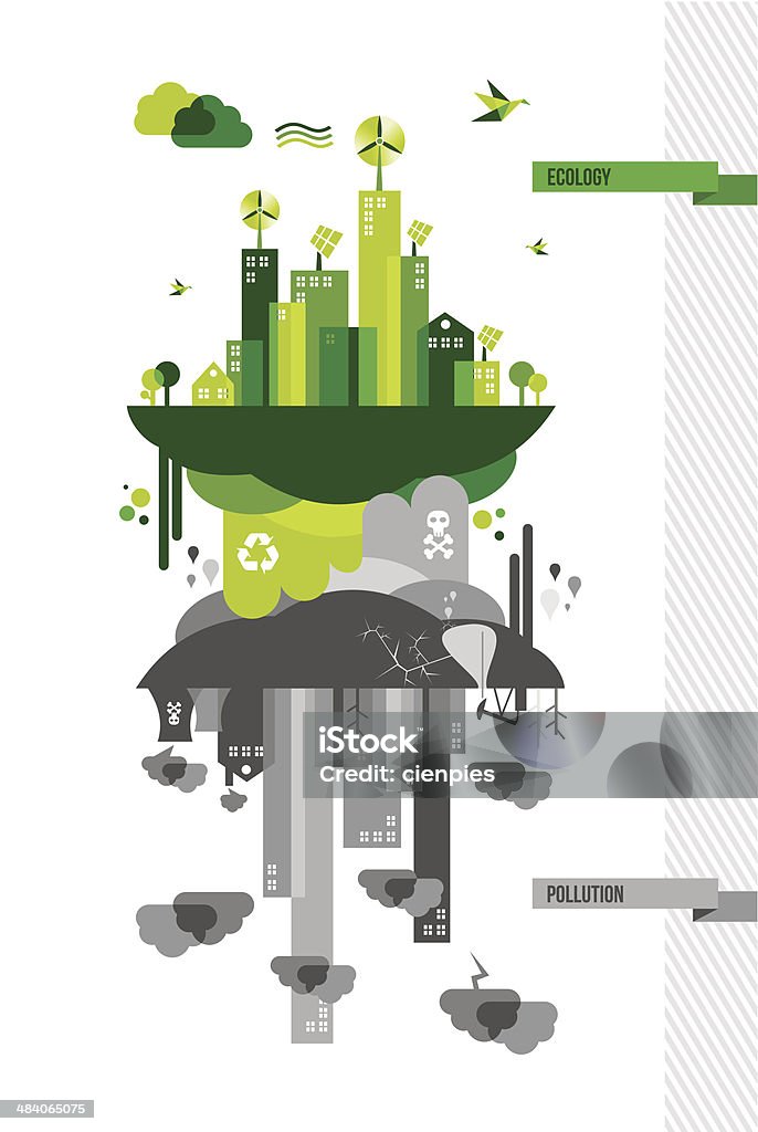 Green environment city concept illustration Ecology and pollution city concept. Go green environment idea illustration. EPS10 vector organized in layers for easy editing. Community stock vector