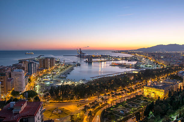 istock Malaga Port From Gibralfaro at Dusk 484066574