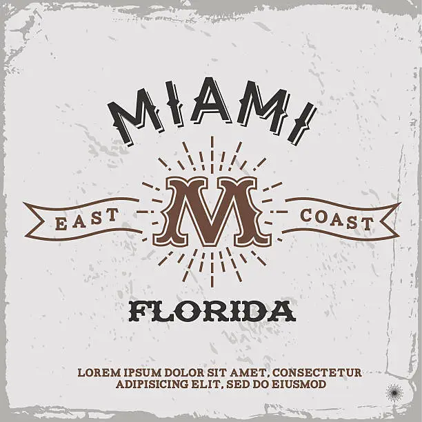 Vector illustration of vintage label Miami