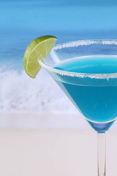 istock Close up Blue Curacao cocktail on the beach 484067055