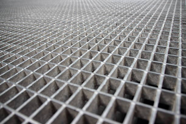 istock Perspective of Grey Galvanized Steel Grate Grid 484068596