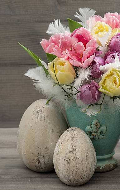 istock tulip flowers with vintage easter eggs decoration 484069367
