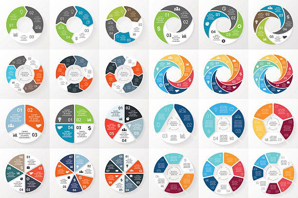 illustrazioni stock, clip art, cartoni animati e icone di tendenza di vettore cerchio frecce infografica pacchetto. modello di ciclo diagramma, grafico - computer graphic