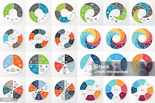 Vector Circle Arrows Infographics Bundle Template For Cycle Diagram Graph Stock Illustration - Download Image Now