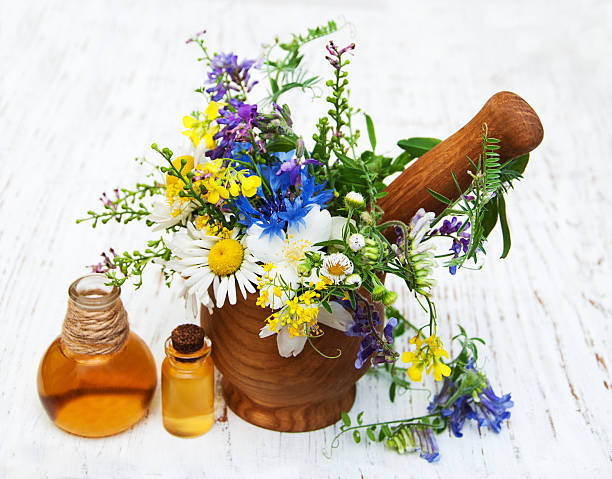 istock Nature oil with wildflowers 484069638