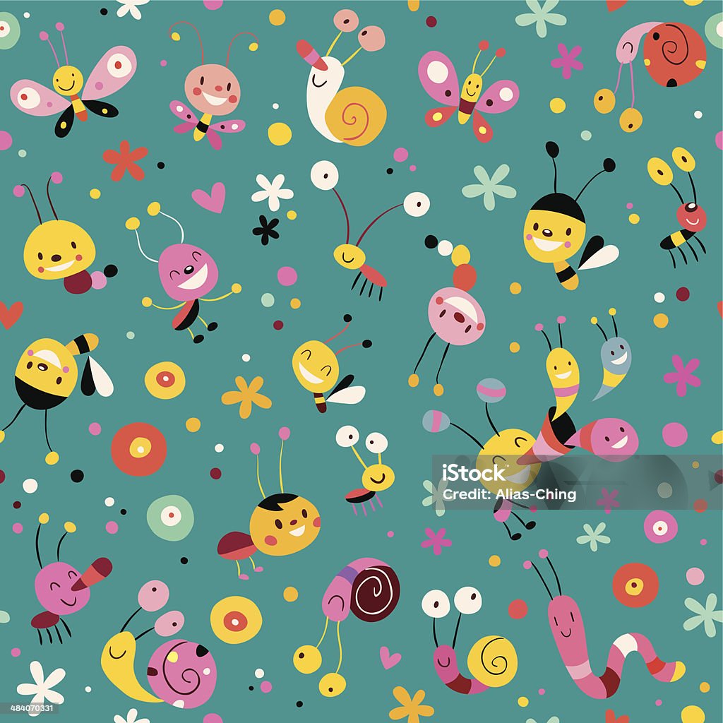 Bug Pattern Blue Background Bugs Pattern Stock Illustration - Download Image Now - Animal, Animal ...