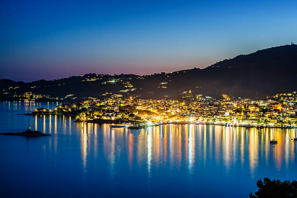 istock Skiathos town on Skiathos island at dusk, Greece 484072800