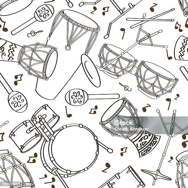 Seamless Pattern Of Drum Set Stock Illustration - Download Image Now - African Music, African Culture, Drum - Percussion Instrument