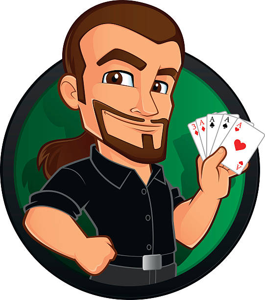 Poker player Poker player, he has some cards in his hand hand of cards stock illustrations