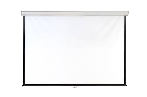 screen projector The hanging projection screen isolated on white projection screen stock pictures, royalty-free photos & images