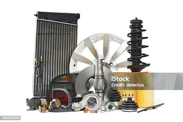 Automotive Car Parts Stock Photo - Download Image Now - Car, White Background, Brake