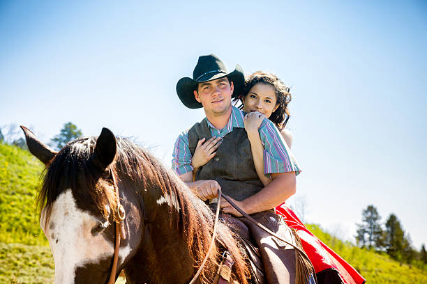 istock Western romantic portrait on horseback 484079617